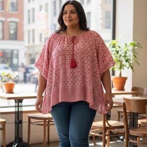 Evans Blouse | Size 30/32 | Pink Boho Tassel Top